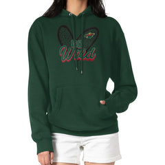 NHL Minnesota Wild G-III 4Her by Carl Banks Women's Animal Print Heart Fleece Pullover Hoodie