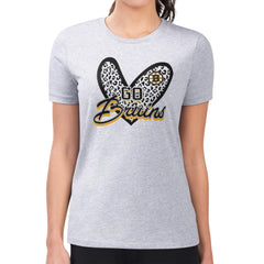 NHL Boston Bruins G-III 4Her by Carl Banks Women's Super-Slim Fit Lightweight Animal Print Heart T-Shirt