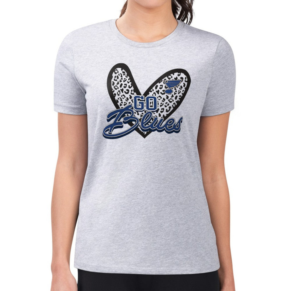 NHL St. Louis Blues G-III 4Her by Carl Banks Women's Super-Slim Fit Lightweight Animal Print Heart T-Shirt
