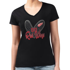 NHL Detroit Red Wings G-III 4Her by Carl Banks Women's Super-Slim Fit Lightweight Animal Print Heart V-Neck T-Shirt