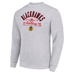 NHL Chicago Blackhawks Starter Stick And Puck Logo Fleece Pullover Sweatshirt