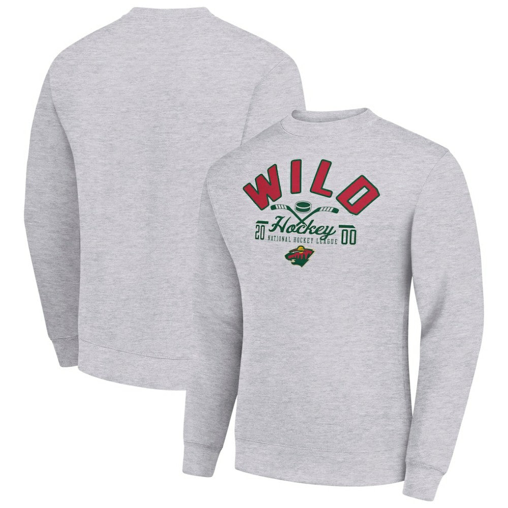 NHL Minnesota Wild Starter Stick And Puck Logo Fleece Pullover Sweatshirt
