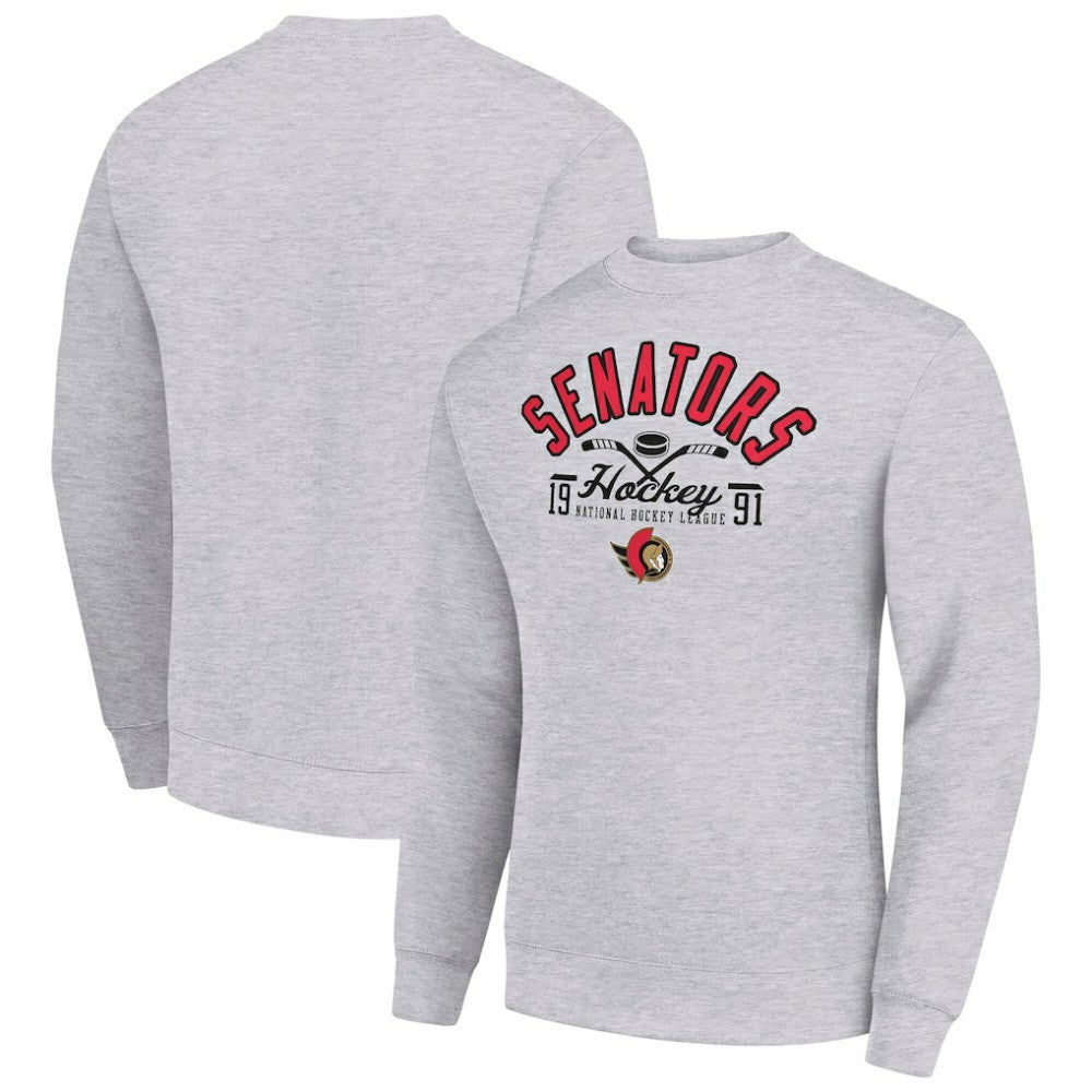 NHL Ottawa Senators Starter Stick And Puck Logo Fleece Pullover Sweatshirt
