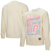 Cream Philadelphia Phillies Mitchell & Ness Sidewalk Sketch Pullover Sweatshirt