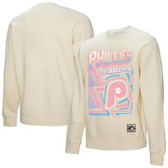 Cream Philadelphia Phillies Mitchell & Ness Sidewalk Sketch Pullover Sweatshirt