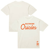 Cream Baltimore Orioles Mitchell & Ness Vintage Script T-Shirt