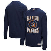 Navy San Diego Padres Mitchell & Ness Arched Logo Slub Long Sleeve T-Shirt