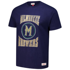 Navy Milwaukee Brewers Mitchell & Ness Arched Logo Slub T-Shirt