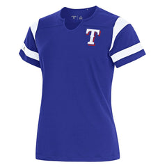 Royal Texas Rangers Antigua Women's Encounter Notch Neck Top