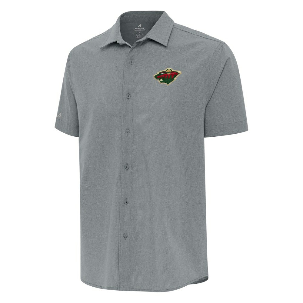 NHL Minnesota Wild Antigua Activate Woven Short Sleeve Button-Up Shirt