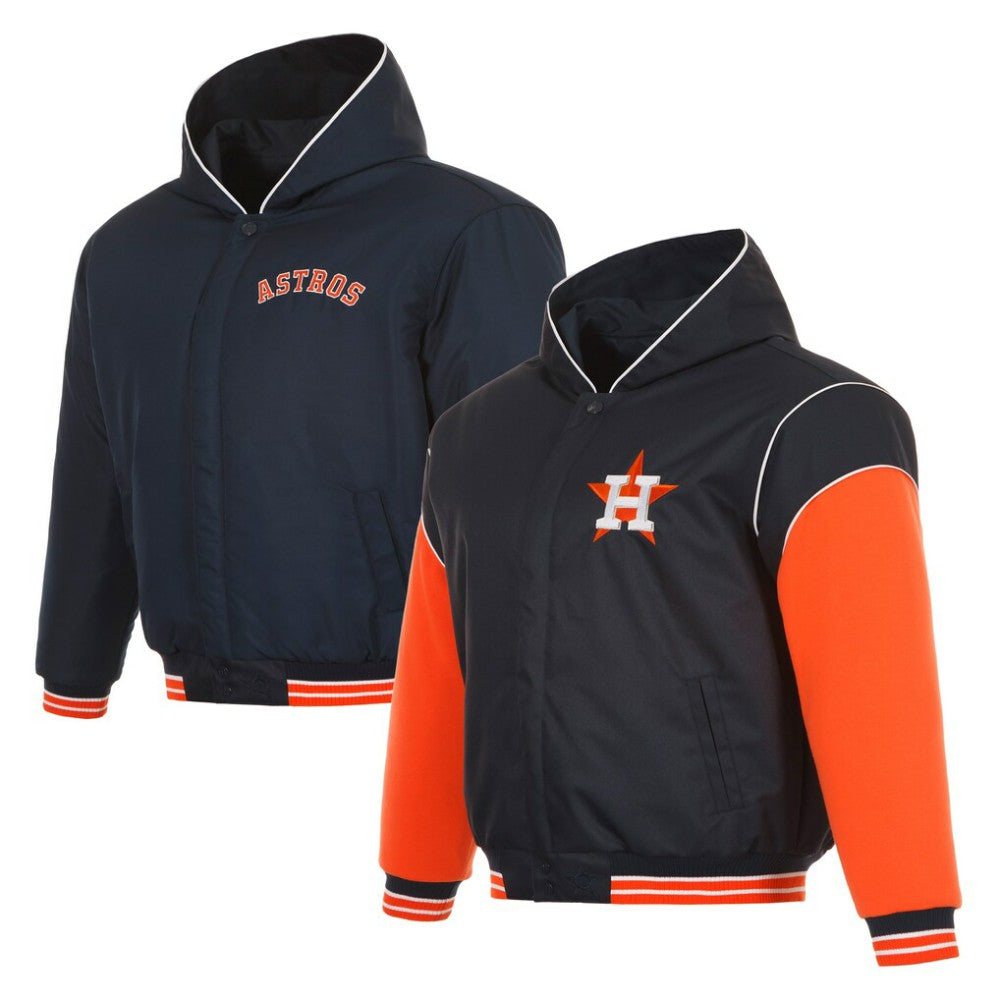 Black Houston Astros JH Design Youth Reversible Fleece Full-Snap Hoodie Jacket