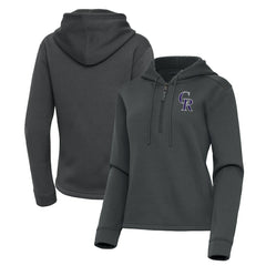 Pewter Colorado Rockies Antigua Women's Contemporary Quarter-Zip Hoodie