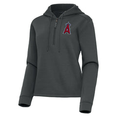 Pewter Los Angeles Angels Antigua Women's Contemporary Quarter-Zip Hoodie