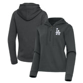 Pewter Los Angeles Dodgers Antigua Women's Contemporary Quarter-Zip Hoodie
