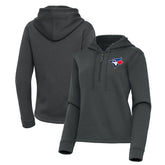 Pewter Toronto Blue Jays Antigua Women's Contemporary Quarter-Zip Hoodie