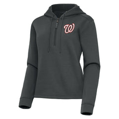 Pewter Washington Nationals Antigua Women's Contemporary Quarter-Zip Hoodie