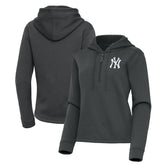 Pewter New York Yankees Antigua Women's Contemporary Quarter-Zip Hoodie