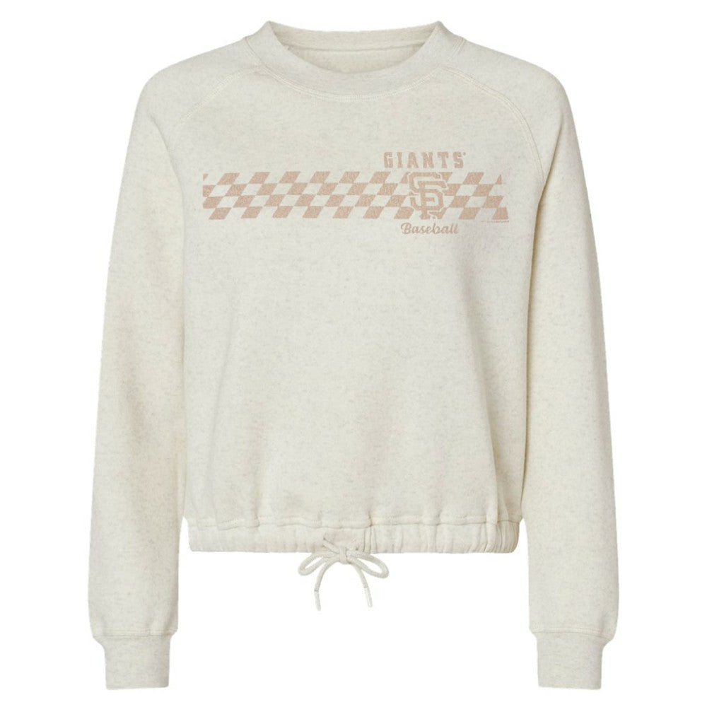 Natural San Francisco Giants Soft as a Grape Women's Tonal Checkered Sweatshirt