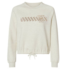 Natural Chicago Cubs Soft as a Grape Women's Tonal Checkered Sweatshirt