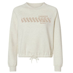 Natural New York Yankees Soft as a Grape Women's Tonal Checkered Sweatshirt
