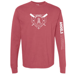 Red Los Angeles Angels Soft as a Grape Women's Pigment Dye Long Sleeve T-Shirt