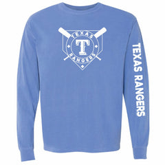 Royal Texas Rangers Soft as a Grape Women's Pigment Dye Long Sleeve T-Shirt