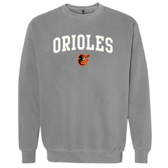 Charcoal Baltimore Orioles Soft as a Grape Women's Pigment Dye Pullover Sweatshirt