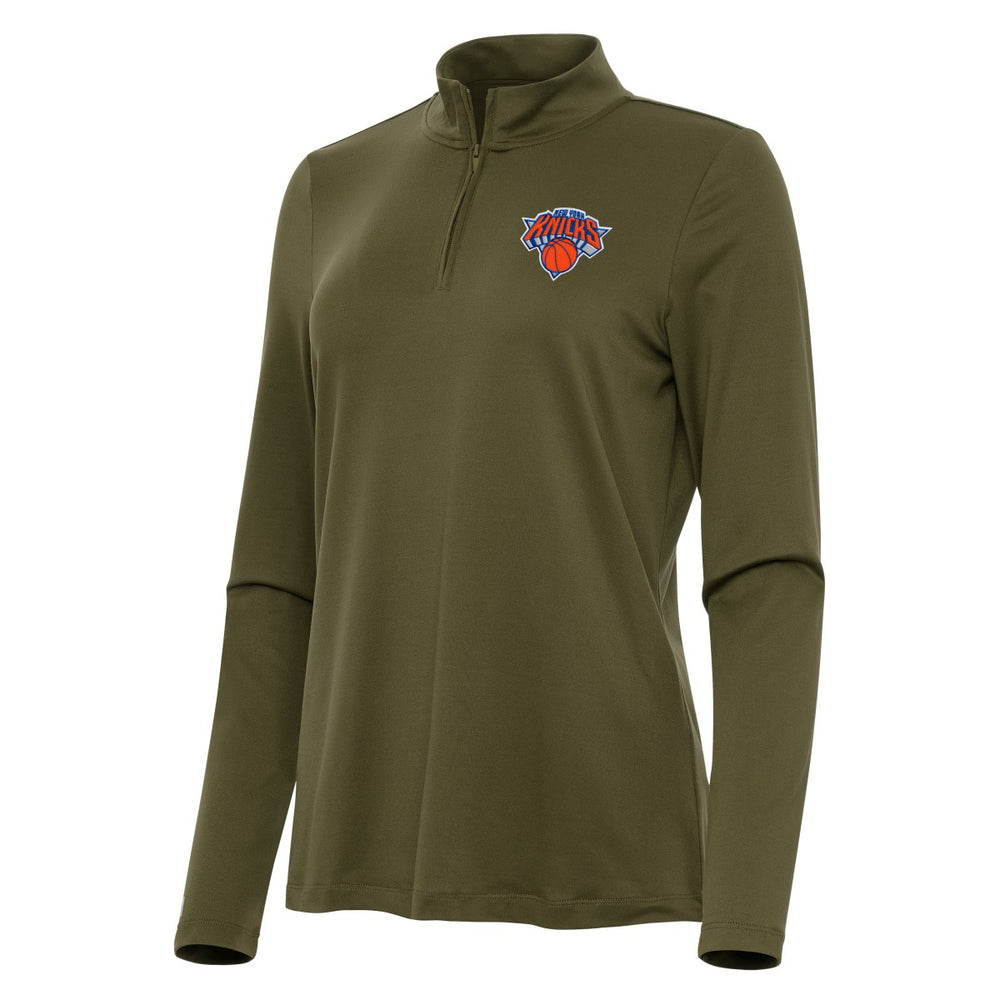 New York Knicks Antigua Women's Reprocess Quarter-Zip Top