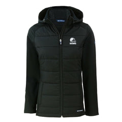 Cutter & Buck Women's Evoke Hybrid Eco Softshell Recycled Full-Zip Hooded Jacket - Cleveland Browns Jackets