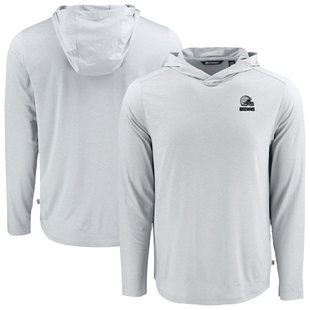 Cutter & Buck Coastline Epic Comfort Eco Recycled Long Sleeve Hooded T-Shirt - Cleveland Browns T-shirts