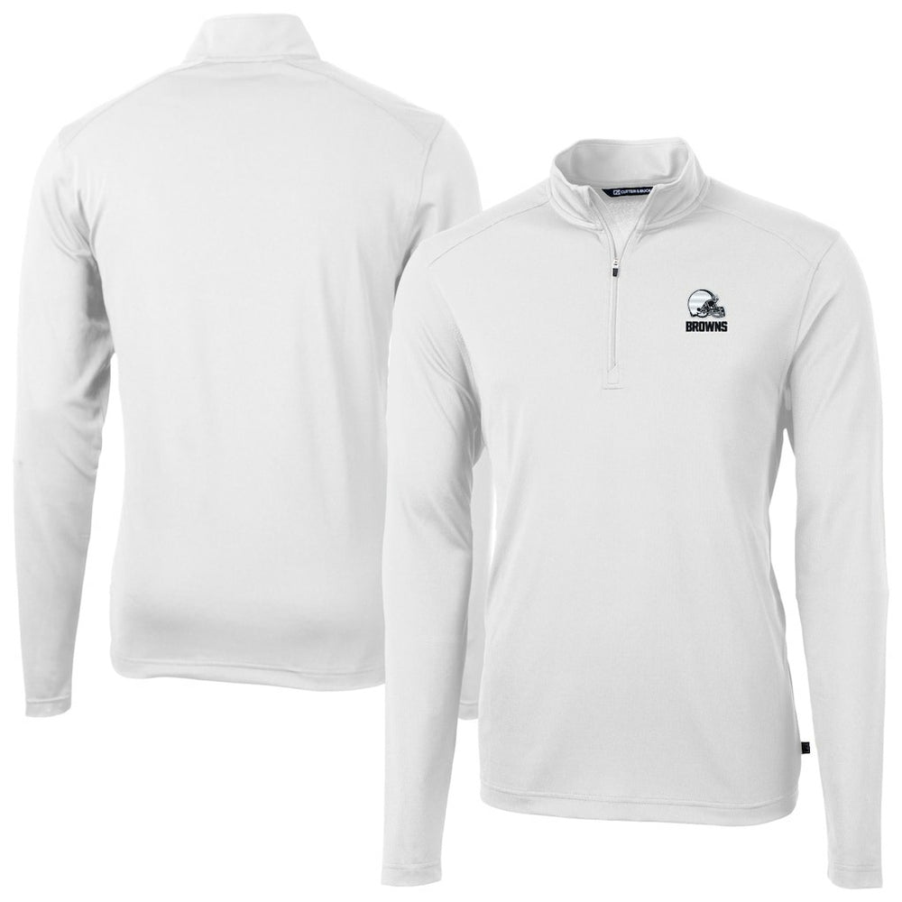 Cutter & Buck Big & Tall Virtue Eco Pique Recycled Quarter-Zip Pullover Top - Cleveland Browns Pullover