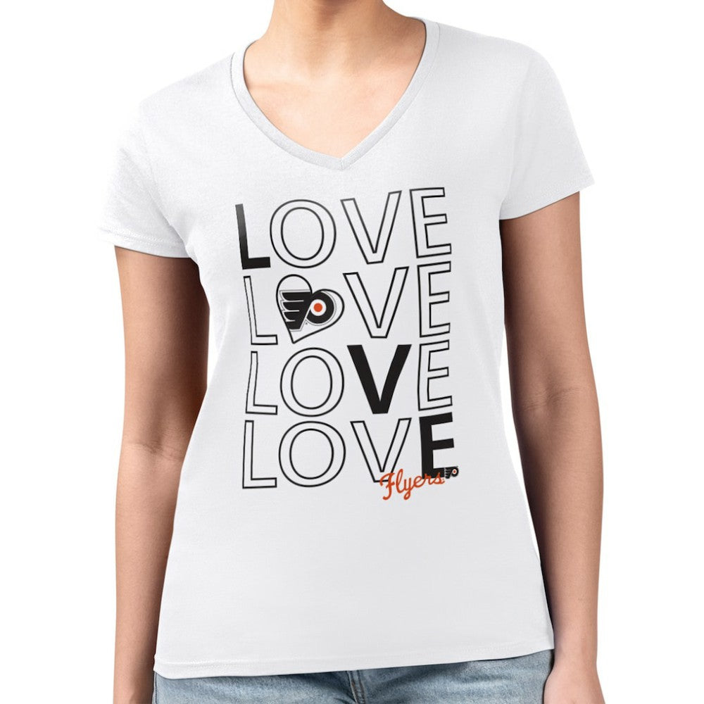 NHL Philadelphia Flyers G-III 4Her by Carl Banks Women's Super-Slim Fit Lightweight Love V-Neck T-Shirt