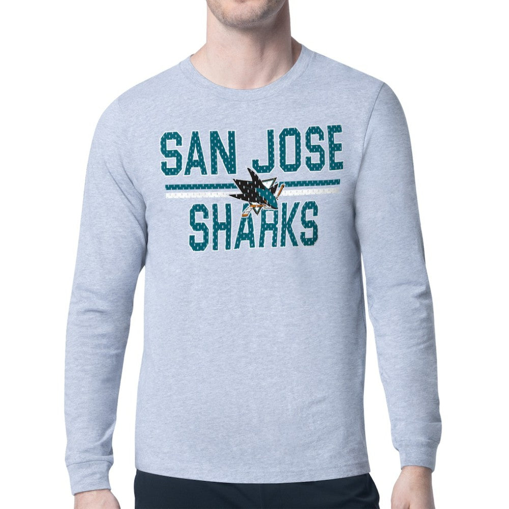 NHL San Jose Sharks Starter Mesh Look Team Name Logo Long Sleeve T-Shirt