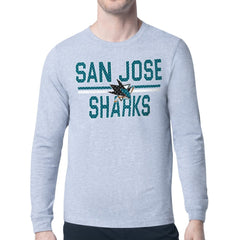 NHL San Jose Sharks Starter Mesh Look Team Name Logo Long Sleeve T-Shirt