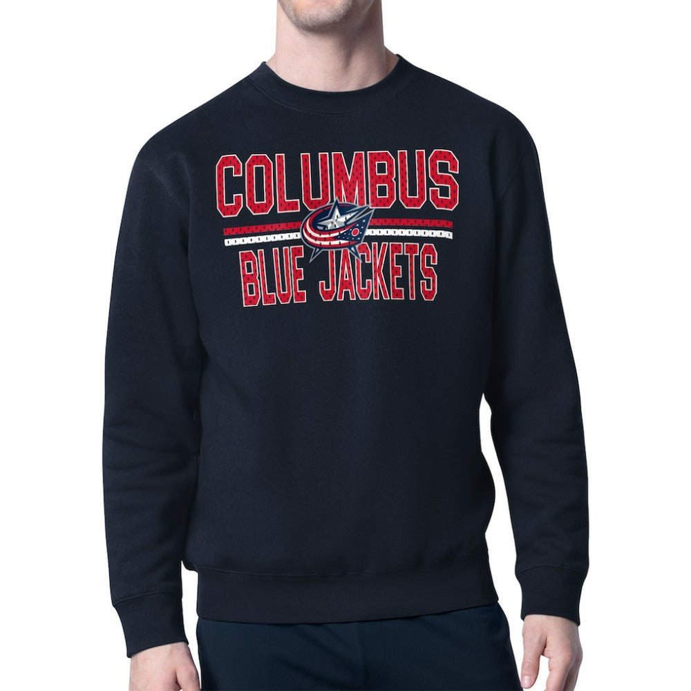 NHL Columbus Blue Jackets Starter Mesh Look Team Name Logo Pullover Sweatshirt