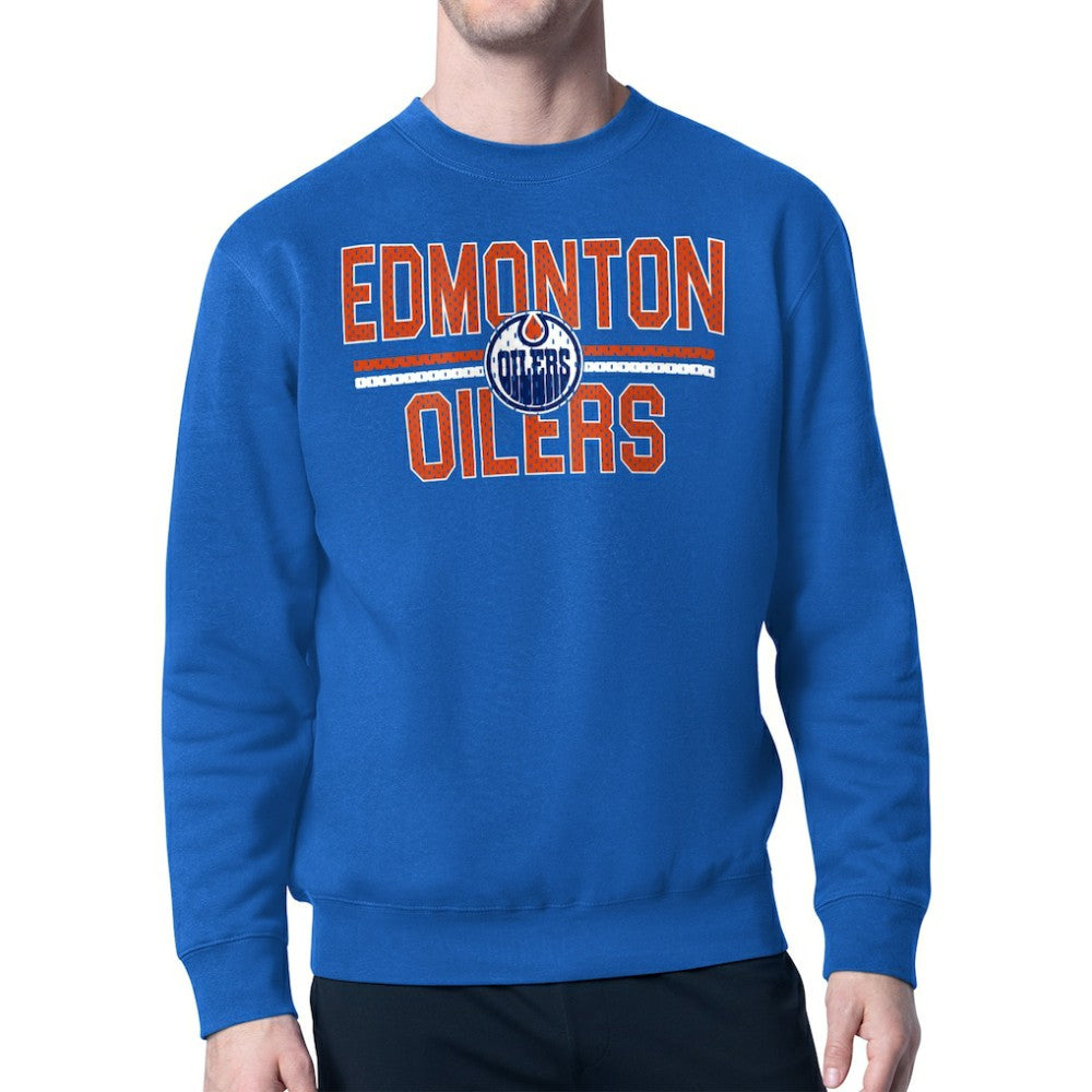 NHL Edmonton Oilers Starter Mesh Look Team Name Logo Pullover Sweatshirt