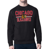 NHL Chicago Blackhawks Starter Mesh Look Team Name Logo Pullover Sweatshirt