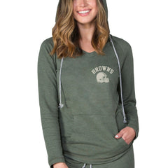 Concepts Sport Women's Mainstream Terry Tri-Blend V-Neck Pullover Hoodie - Cleveland Browns Hoodies