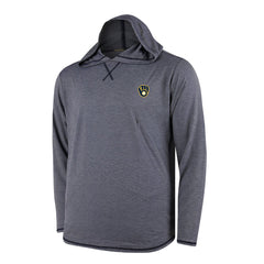 Navy Milwaukee Brewers Butter Stripe Tri-Blend Long Sleeve Hoodie T-Shirt - Navy