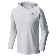 White Los Angeles Dodgers Columbia Omni-Wick Terminal Tackle Raglan Long Sleeve Hoodie T-Shirt