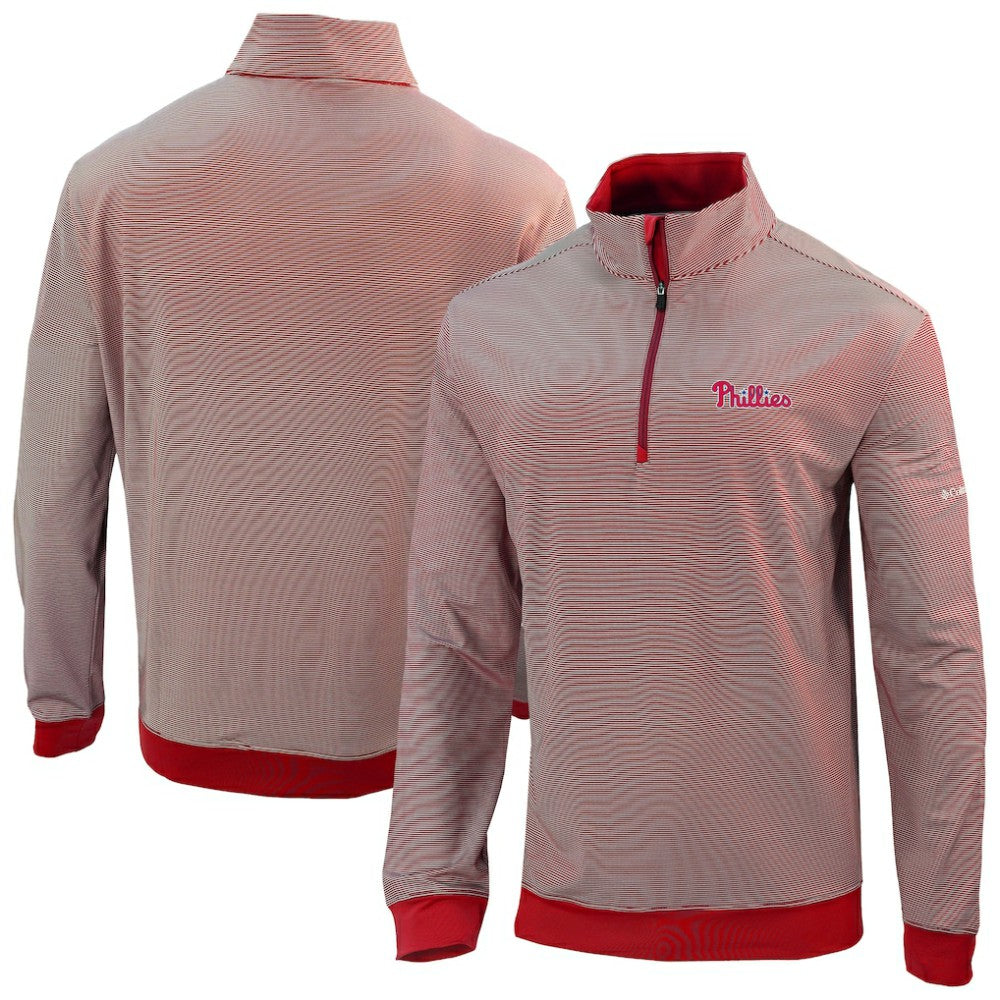 Red Philadelphia Phillies Columbia Omni-Wick Even Lie Quarter-Zip Pullover Top