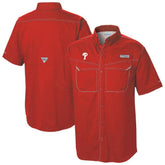 Red Philadelphia Phillies Columbia Omni-Wick Low Drag Offshore Button-Up Shirt