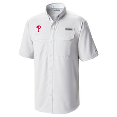 White Philadelphia Phillies Columbia Omni-Wick Low Drag Offshore Button-Up Shirt