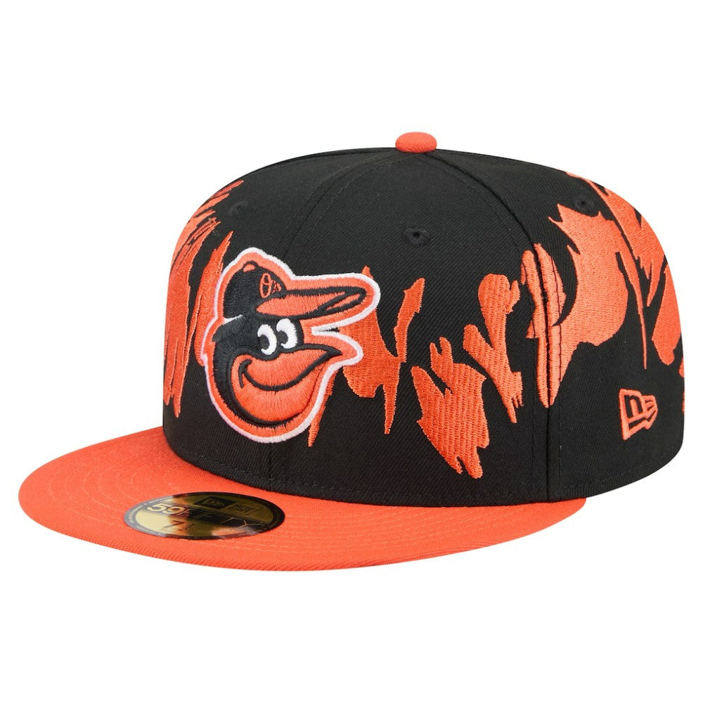 Black/Orange Baltimore Orioles New Era Retro Pattern 59FIFTY Fitted Hat