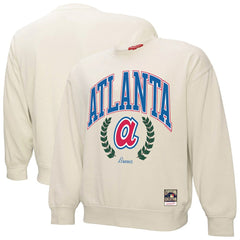 Cream Atlanta Braves Mitchell & Ness Women's Cooperstown Collection Laurel Pullover Sweatshirt