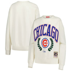 Cream Chicago Cubs Mitchell & Ness Women's Cooperstown Collection Laurel Pullover Sweatshirt