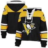 NHL Pittsburgh Penguins '47 Women's Cropped Superior Lacer Pullover Hoodie