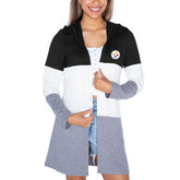 Gameday Couture Women's Tri-Blend Color Block Lightweight Cardigan Hoodie - Pittsburgh Steelers Hoodies