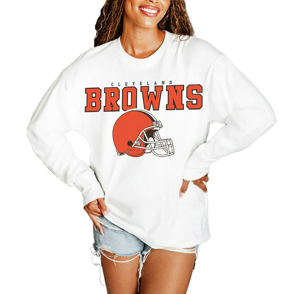 Gameday Couture Women's Big Goals Oversized Long Sleeve T-Shirt - Cleveland Browns T-shirts