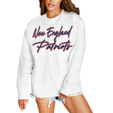 Gameday Couture Women's Classic Comeback Oversized Long Sleeve T-Shirt - New England Patriots T-shirts